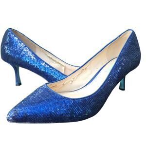 Betsey Johnson SB-Kamie Blue Sequin Heels Size 8M – Used Good Condition